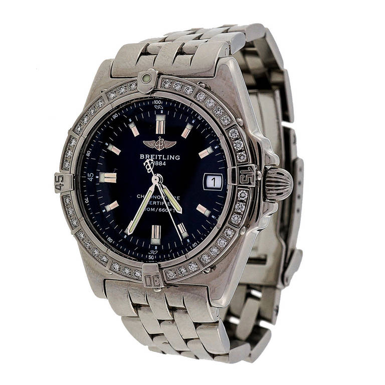 Breitling Stainless Steel and Diamond Mid-Size Wristwatch circa 2000s