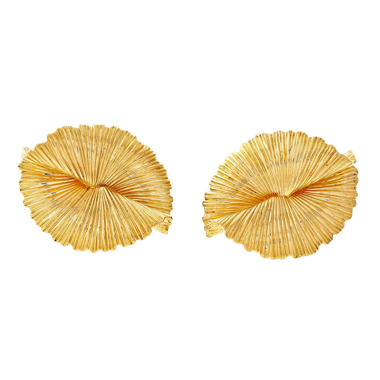 Women's Tiffany & Co. Gold Swirl Fan Clip Post Earrings
