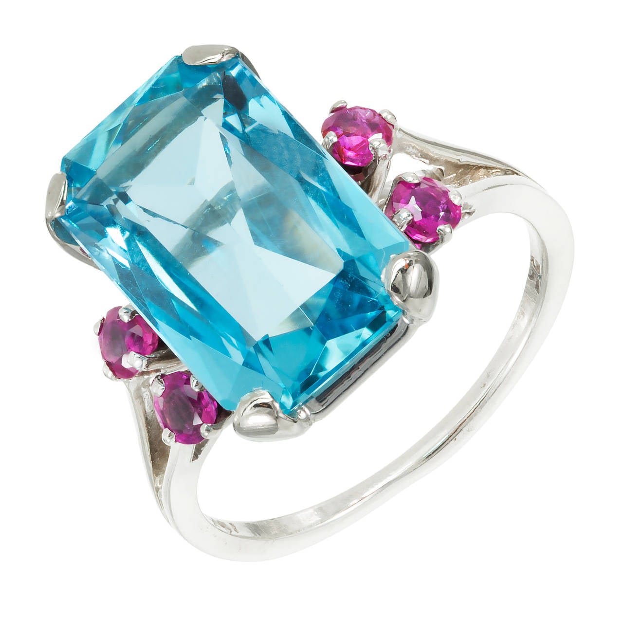 Aquamarine Ruby Gold Cocktail Ring