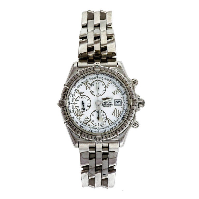 Breitling Stainless Steel Automatic Chronograph Wristwatch, Ref A13055, with heavy bracelet and Rotating Bezel.

Stainless steel 
Length:48mm 
Width: 42mm 
Case thickness: 15mm 
Bracelet Length: 8 inches 
Bracelet width at case: 22mm