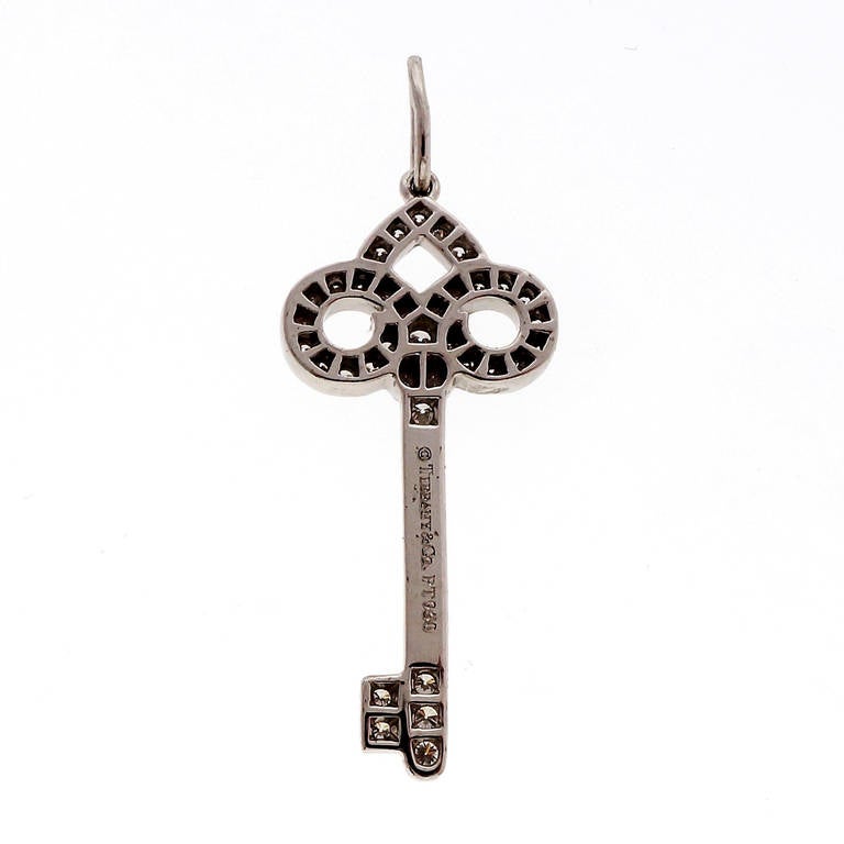 Tiffany & Co. Fleur de Lis Diamond Platinum Key Pendant