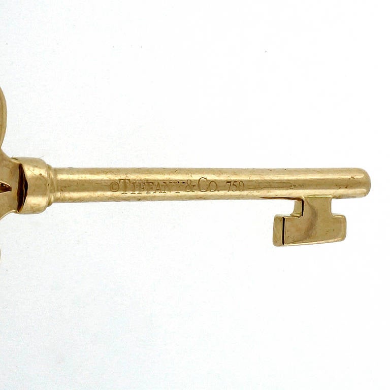 Modern Tiffany & Co. Diamond Yellow Gold Crown Key Pendant