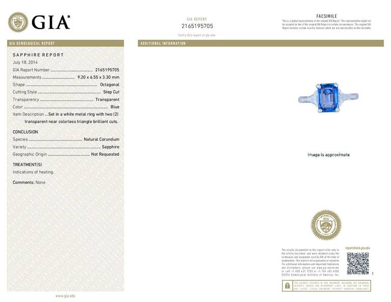 Emerald Cut Sapphire Diamond Gold Engagement Ring 3