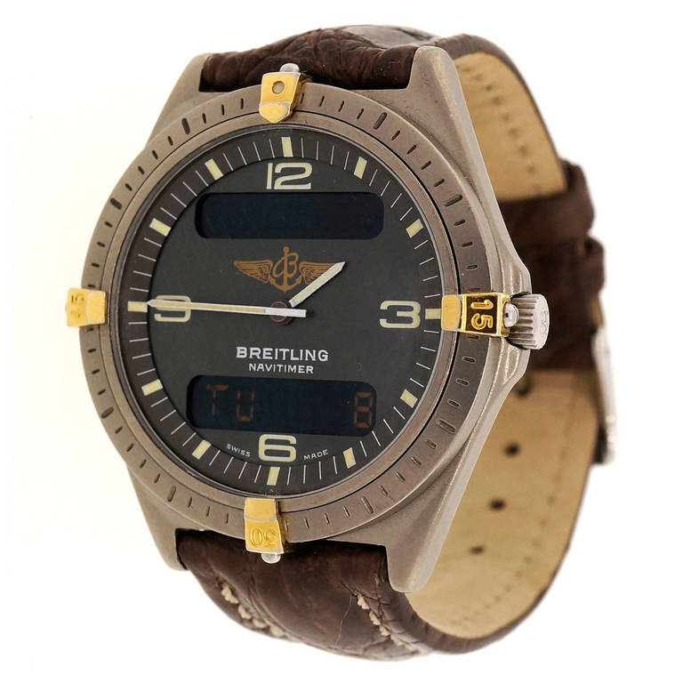 Breitling Titanium and Yellow Gold Navitimer Aerospace Wristwatch