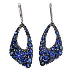 Sapphire Diamond White Gold Dangle Earrings