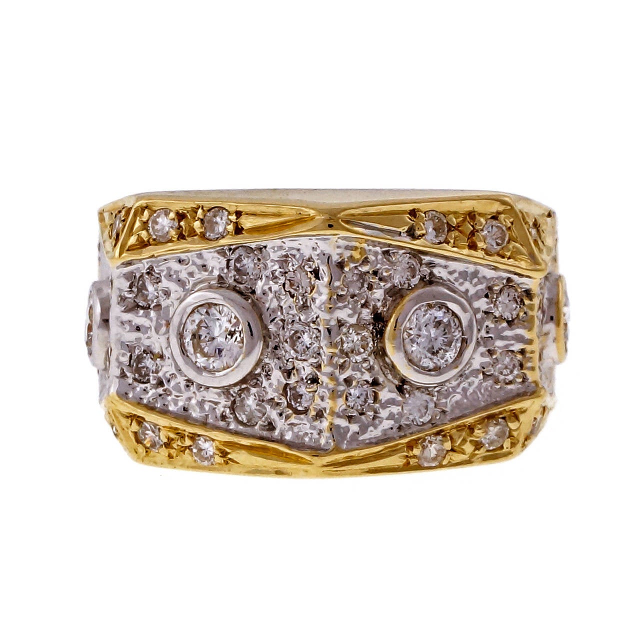 Women's or Men's Diamond Gold Cocktail Ring