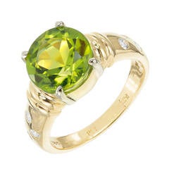 3.90 Carat Peridot Diamond Gold Platinum Engagement Ring 10