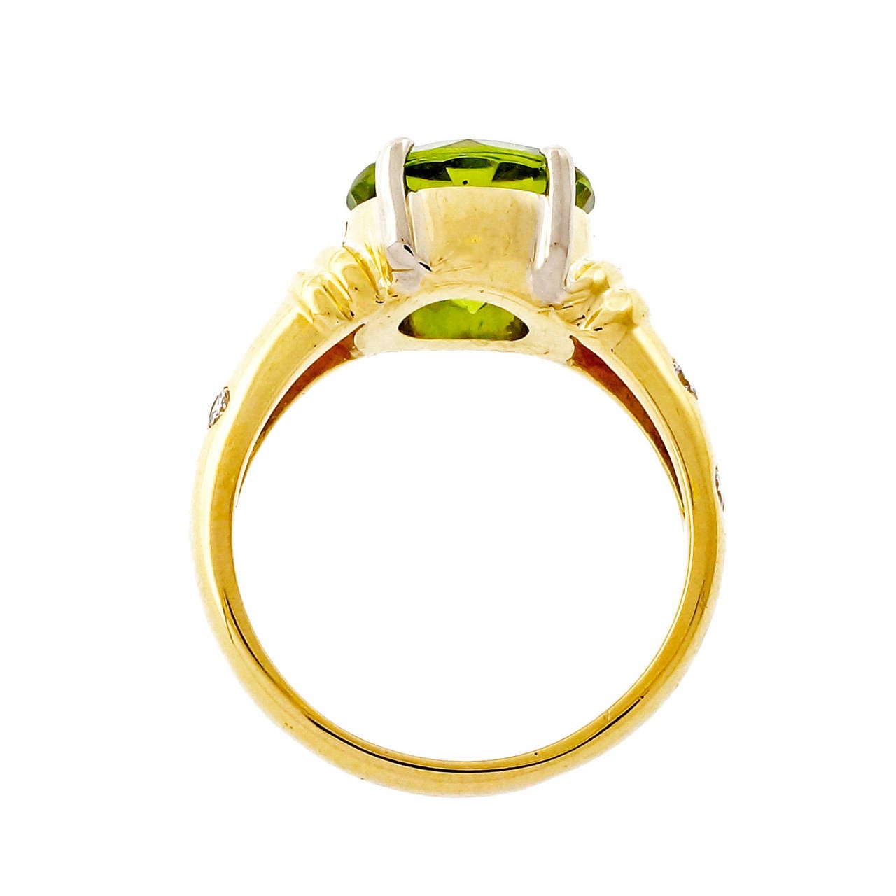 3.90 Carat Peridot Diamond Gold Platinum Engagement Ring 1