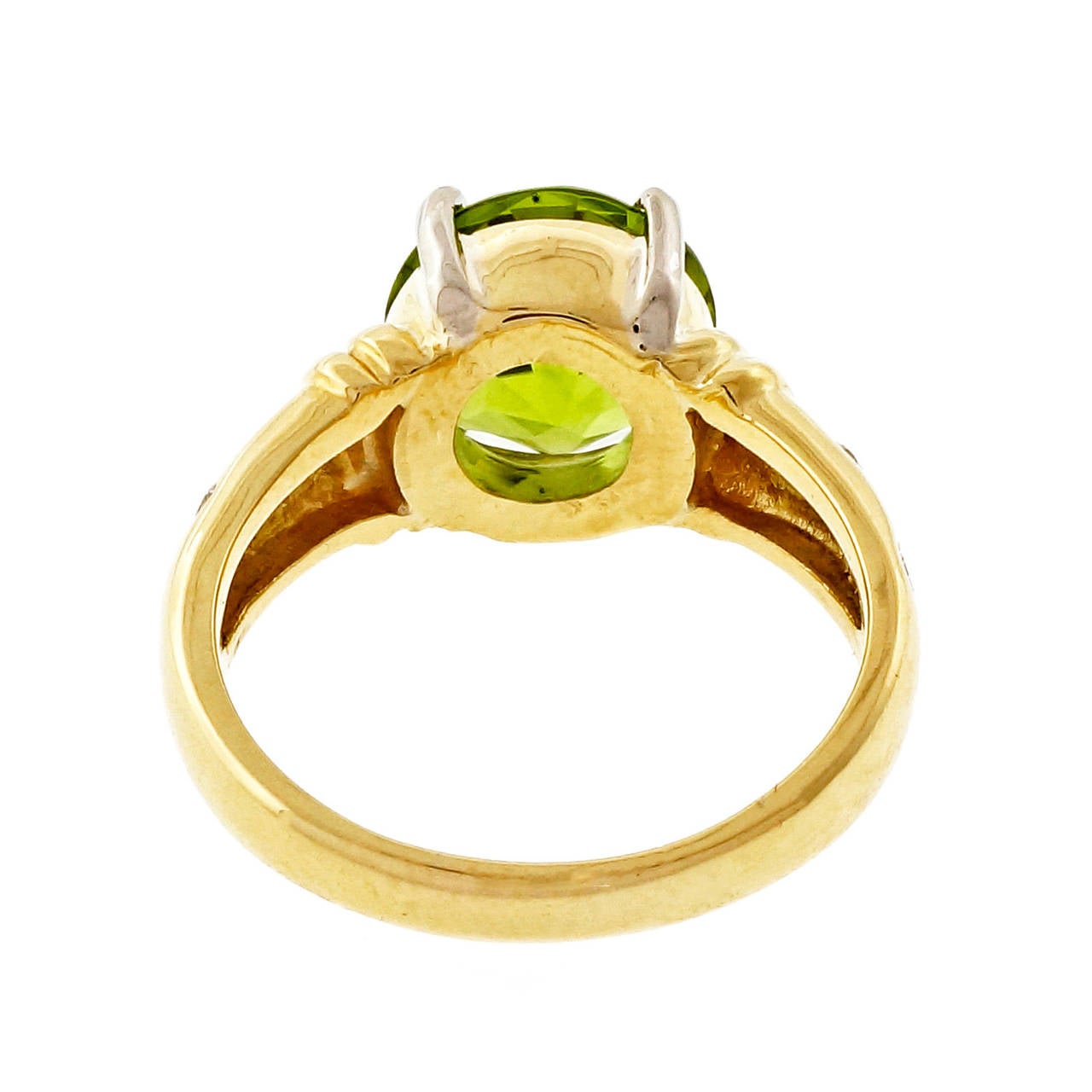 3.90 Carat Peridot Diamond Gold Platinum Engagement Ring 2