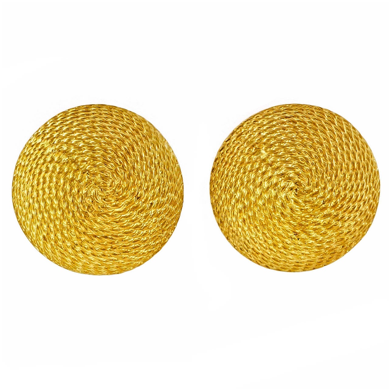 Textured Yellow Gold Domed Button Style Earrings