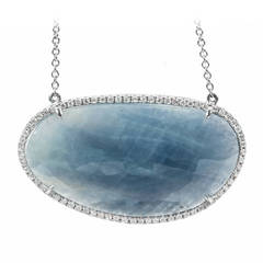 Natural Sapphire Diamond Gold Pendant Necklace 8