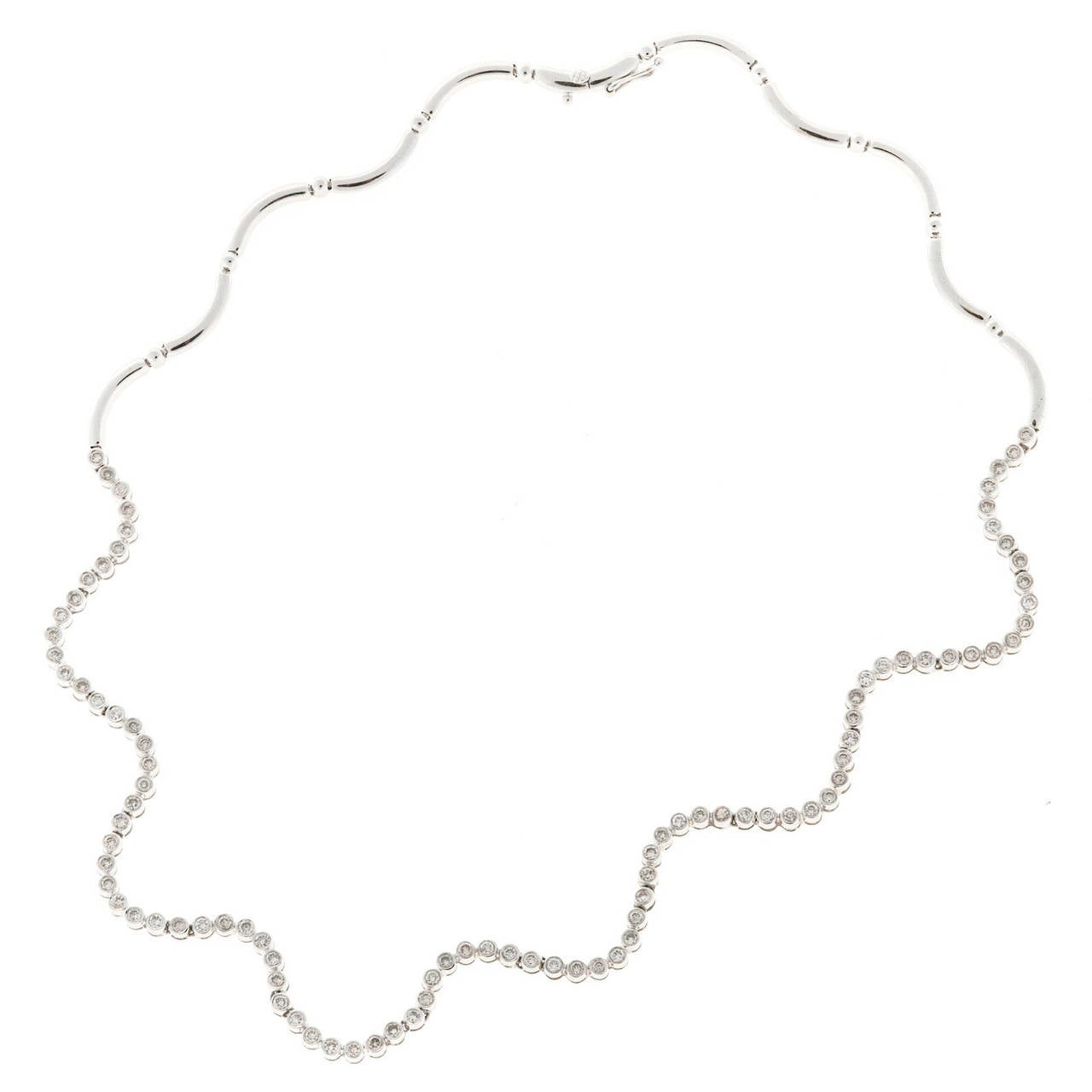 Diamond Marquise Link Gold Evening Necklace For Sale at 1stDibs