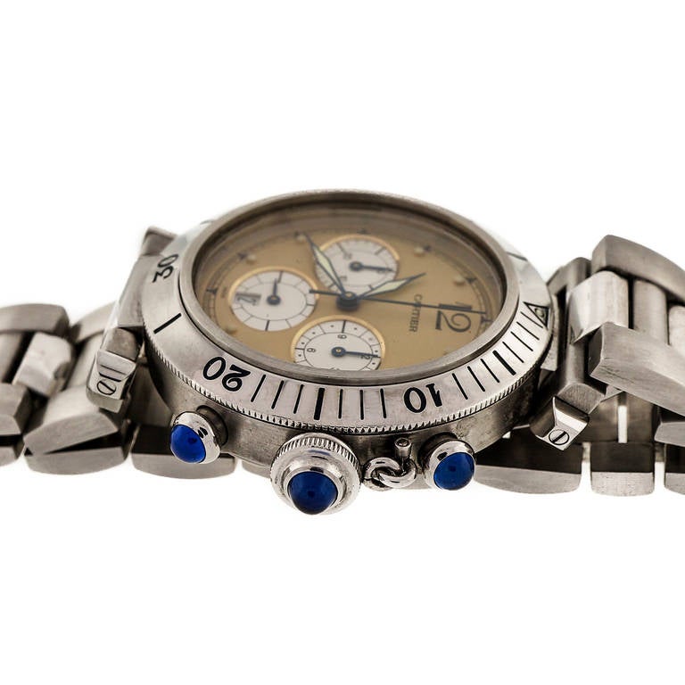 Women's or Men's Cartier Stainless Steel Pasha Chronograph Wristwatch