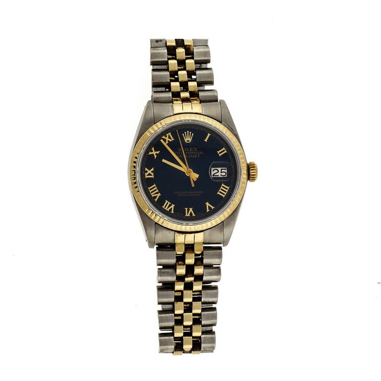 Rolex Stainless Steel and Yellow Gold Datejust Watch with Custom-Colored Dial
