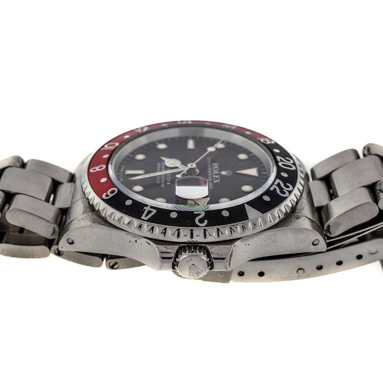 Rolex Stainless Steel GMT Master II Wristwatch Ref 16760 circa 1986 In Good Condition In Stamford, CT