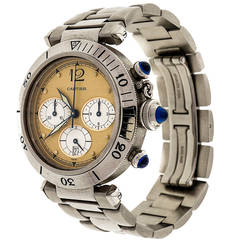 Retro Cartier Stainless Steel Pasha Chronograph Wristwatch