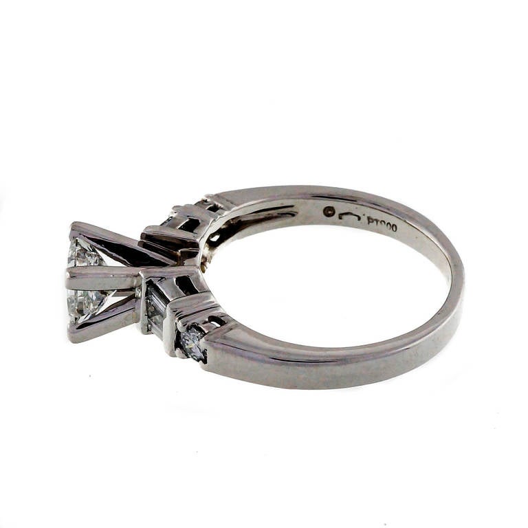 Modern Princess Cut Diamond Platinum Engagement Ring