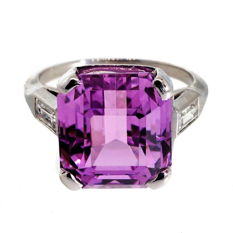 Kunzite Diamond Platinum Ring