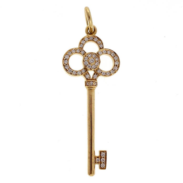 Tiffany & Co. Diamond Yellow Gold Crown Key Pendant