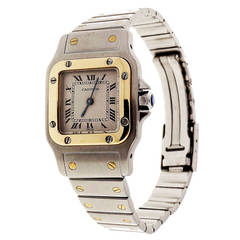 Cartier Lady's Stainless Steel and Yellow Gold Santos Wristwatch