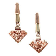 Peter Suchy Quartz Ruby Pink and Green Gold Dangle Earrings 3