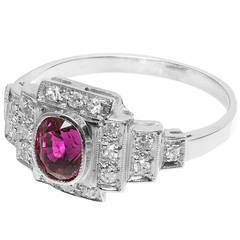 Art Deco Natural Ruby Diamond Platinum Ring 3