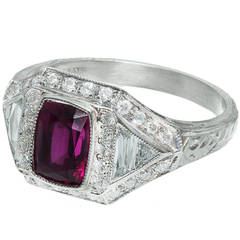 Art Deco Natural Ruby Diamond Platinum Ring 2