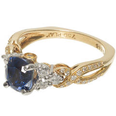 Krementz Sapphire Diamond Platinum Ring 3