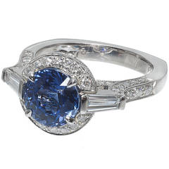 Krementz Natural Sapphire Diamond Platinum Ring 4
