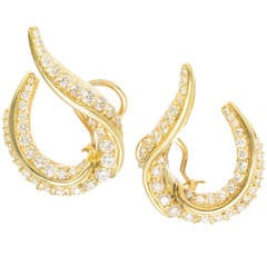 Robin Rotenier Diamond Yellow Gold Swirl Clip Post Earrings 12