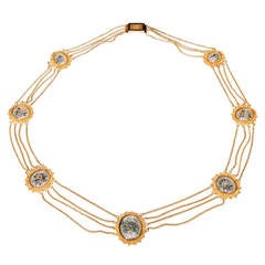 Amitie Needlepoint Yellow Gold Flower Necklace 12