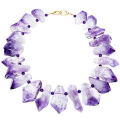 Natural Amethyst Quartz Yellow Gold Necklace 4