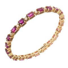 12.99 Carat Ruby Diamond Yellow Gold Bracelet