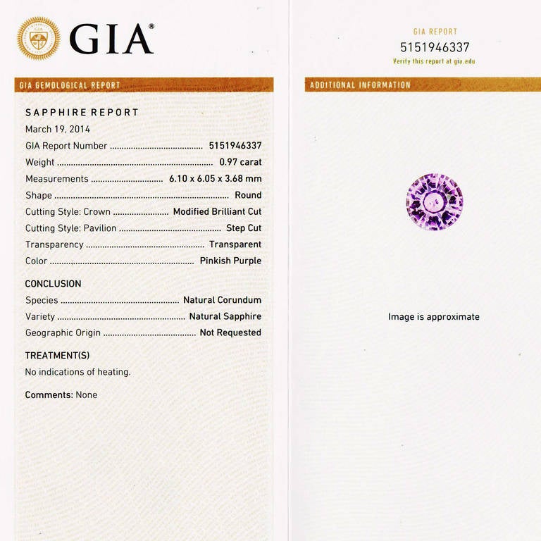 Platin-Verlobungsring mit GIA-zertifiziertem 0,94 Karat lila Saphir und Diamant im Zustand „Gut“ im Angebot in Stamford, CT