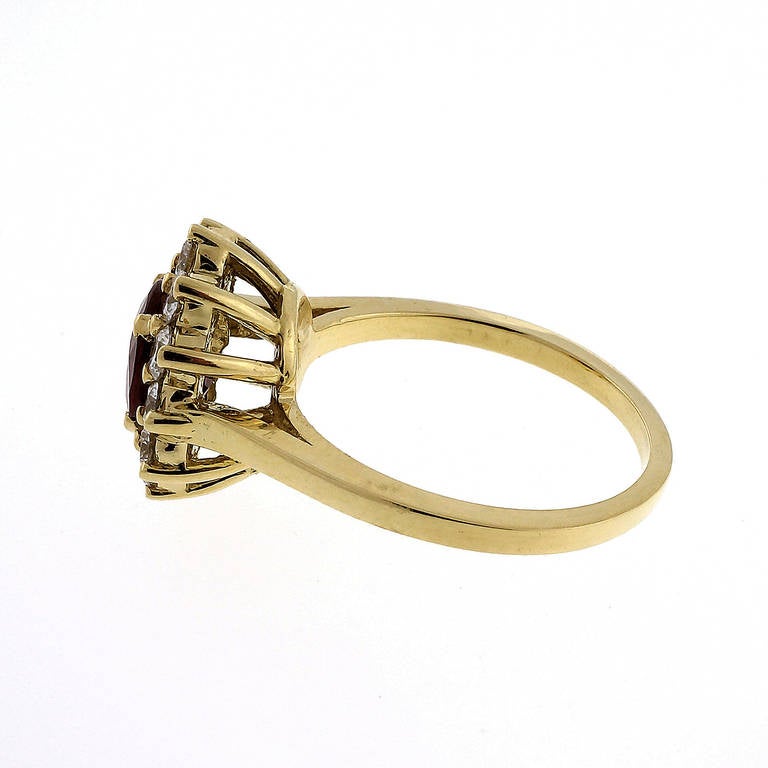 Red Ruby Diamond Yellow Gold Ring For Sale at 1stdibs