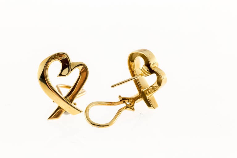 Modern Tiffany & Co. Paloma Picasso Yellow Gold Heart Earrings