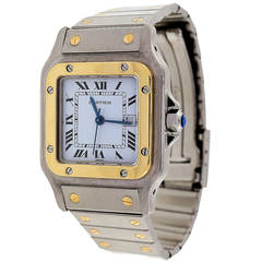 Cartier Stainless Steel and Yellow Gold Automatic Santos Wristwatch