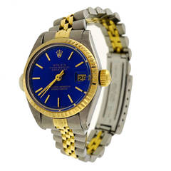 Rolex Lady's Stainless Steel and Gold Datejust Watch With Custom-Colored Dial