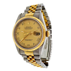 Used Rolex Stainless Steel and Yellow Gold Datejust Wristwatch Ref 16233