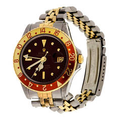 Rolex Stainless Steel and Yellow Gold GMT-Master Wristwatch Ref 1675