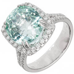 mint green tourmaline ring Natural Mint Green Tourmaline Diamond Halo White Gold Ring