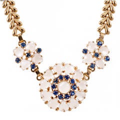 Wefferling Berry & Co. Natural Moonstone Sapphire Yellow Gold Necklace 11