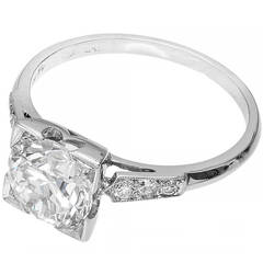 Art Deco Transitional Cut Diamond Platinum Engagement Ring 4