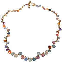 Robin Rotenier Multi-Color Sapphire Yellow Gold Necklace