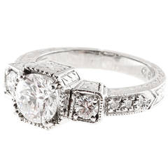 EGL Certified 1.27 Carat Diamond Three-Stone Platinum Ring 3