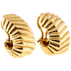 Tiffany & Co. Yellow Gold Shrimp Clip Post Hoop Earrings