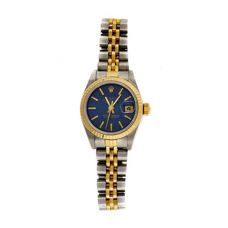 Rolex Lady's Yellow Gold Steel Datejust Wristwatch Ref 69173