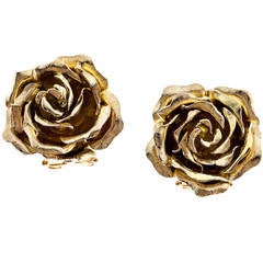 Tiffany & Co. Green Gold 3-D Clip Post Flower Earrings