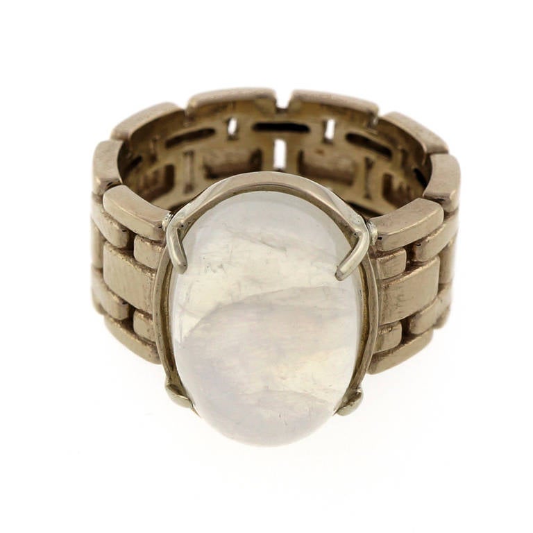 Blue Moonstone Yellow Gold Braided Ring