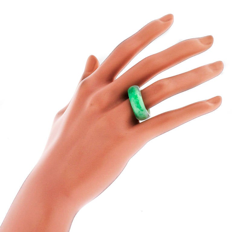 Women's Vintage Natural Jadeite Jade Hololith Ring